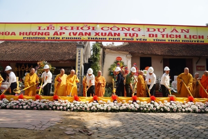 Khởi công dự án Tu bổ chùa Hương Ấp (Vạn Xuân Tự) thuộc khu di tích Quốc gia Lý Nam Đế - Thái Nguyên